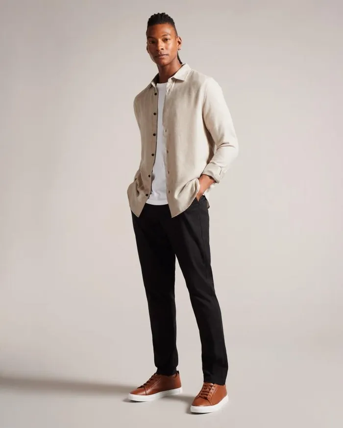 Ted Baker Shirts NARNI 8211 Lightweight Twill Flannel Shirt Stone 8211 Men Ted Baker Shirts NARNI 8211 Lightweight Twill Flannel Shirt Stone 8211 Men