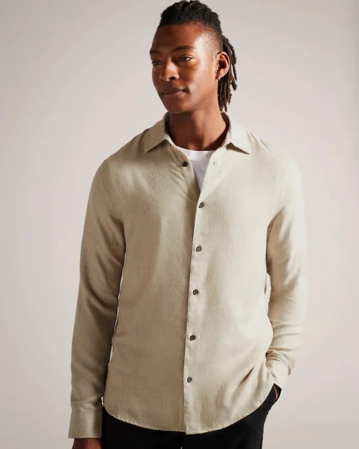Ted Baker Shirts NARNI 8211 Lightweight Twill Flannel Shirt Stone 8211 Men Ted Baker Shirts NARNI 8211 Lightweight Twill Flannel Shirt Stone 8211 Men