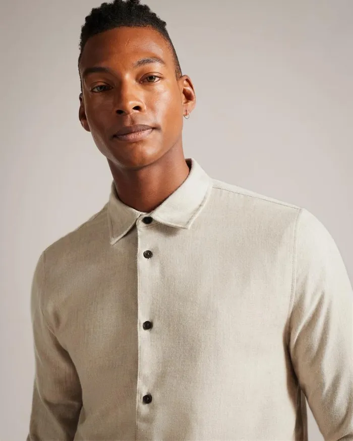 Ted Baker Shirts NARNI 8211 Lightweight Twill Flannel Shirt Stone 8211 Men Ted Baker Shirts NARNI 8211 Lightweight Twill Flannel Shirt Stone 8211 Men