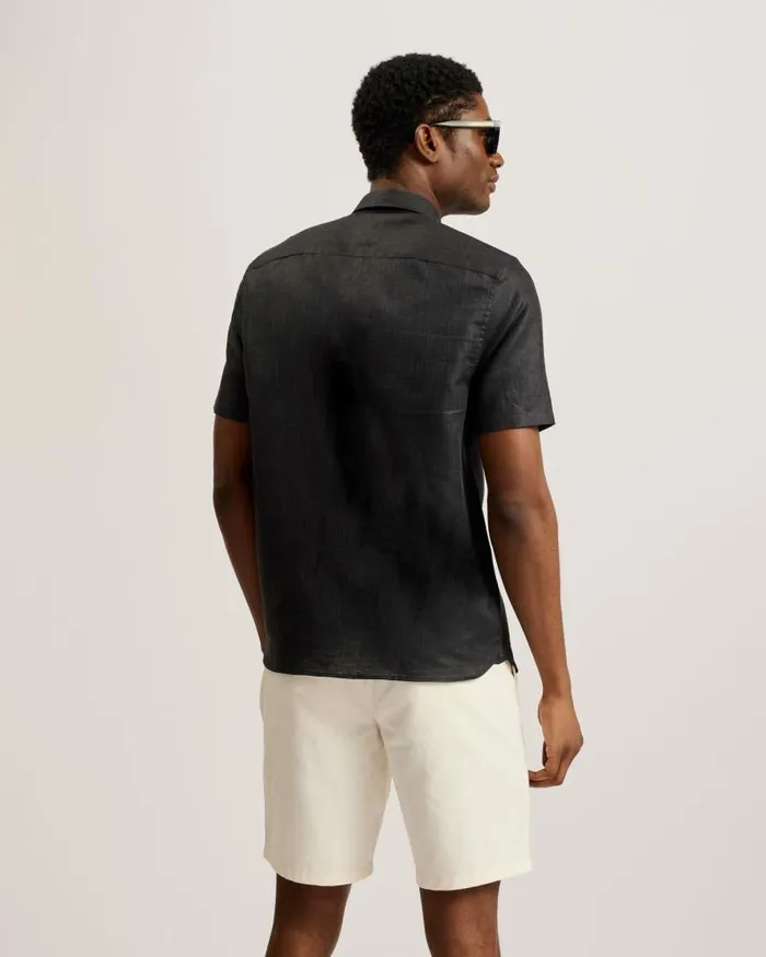 Ted Baker Shirts PALOMAS 8211 Short Sleeve Linen Cotton Shirt Black 8211 Men Ted Baker Shirts PALOMAS 8211 Short Sleeve Linen Cotton Shirt Black 8211 Men