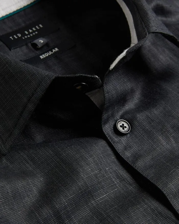 Ted Baker Shirts PALOMAS 8211 Short Sleeve Linen Cotton Shirt Black 8211 Men Ted Baker Shirts PALOMAS 8211 Short Sleeve Linen Cotton Shirt Black 8211 Men