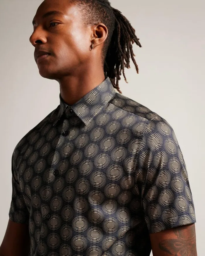 Ted Baker Shirts PEARSHO 8211 Short Sleeve Circle Geometric Shirt Navy 8211 Men Ted Baker Shirts PEARSHO 8211 Short Sleeve Circle Geometric Shirt Navy 8211 Men