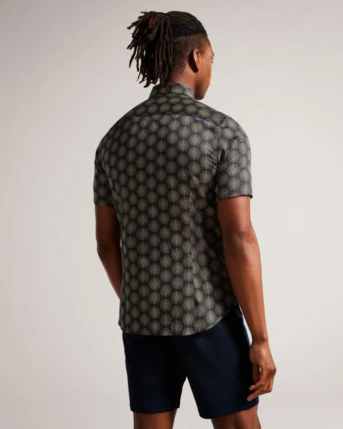 Ted Baker Shirts PEARSHO 8211 Short Sleeve Circle Geometric Shirt Navy 8211 Men Ted Baker Shirts PEARSHO 8211 Short Sleeve Circle Geometric Shirt Navy 8211 Men