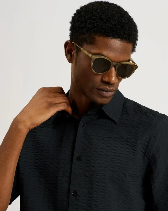 Ted Baker Shirts VERDON 8211 Seersucker Stripe Cotton Shirt Black 8211 Men Ted Baker Shirts VERDON 8211 Seersucker Stripe Cotton Shirt Black 8211 Men