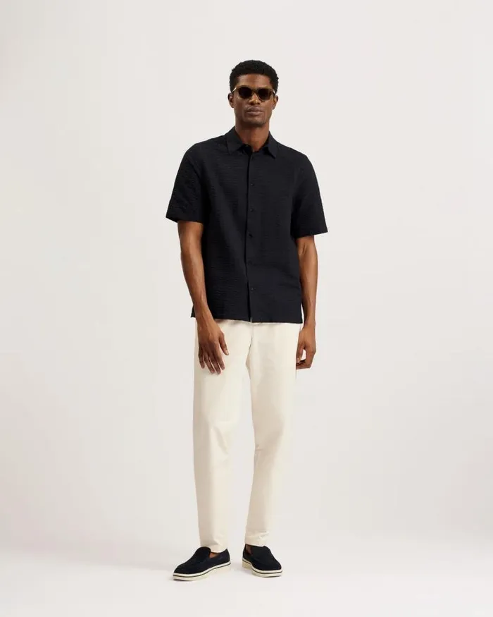 Ted Baker Shirts VERDON 8211 Seersucker Stripe Cotton Shirt Black 8211 Men Ted Baker Shirts VERDON 8211 Seersucker Stripe Cotton Shirt Black 8211 Men