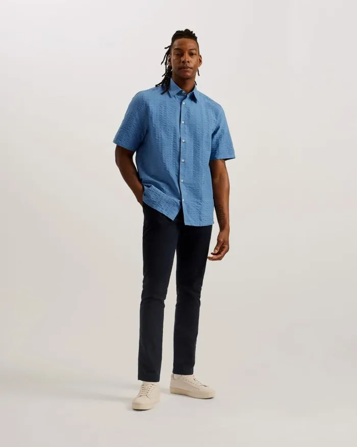 Ted Baker Shirts VERDON 8211 Seersucker Stripe Cotton Shirt Blue 8211 Men Ted Baker Shirts VERDON 8211 Seersucker Stripe Cotton Shirt Blue 8211 Men