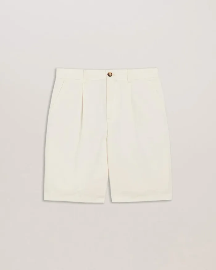 Ted Baker Shorts FULHUM 8211 Pleated Cotton Chino Shorts White 8211 Men