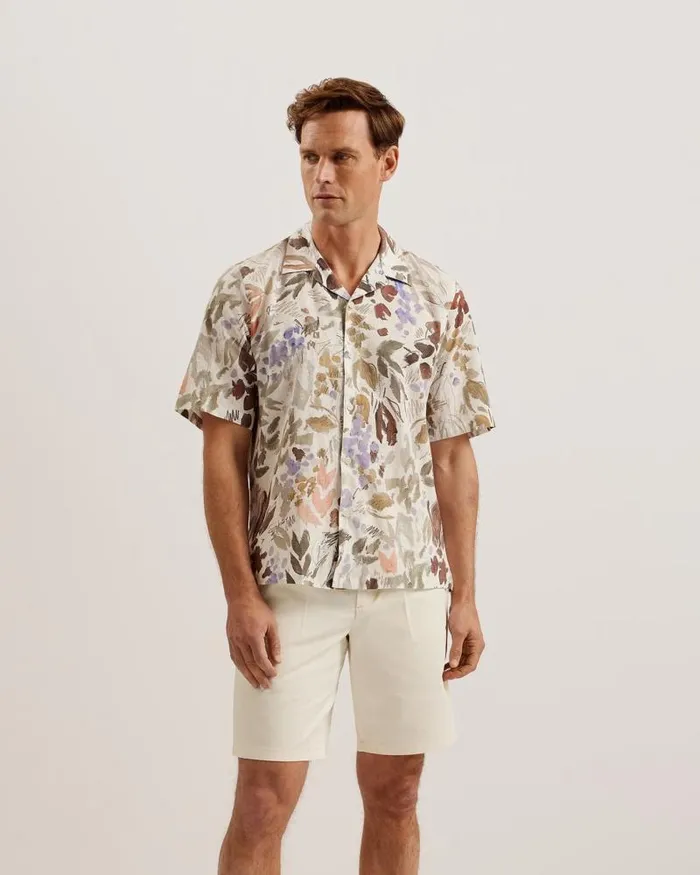 Ted Baker Shorts FULHUM 8211 Pleated Cotton Chino Shorts White 8211 Men Ted Baker Shorts FULHUM 8211 Pleated Cotton Chino Shorts White 8211 Men
