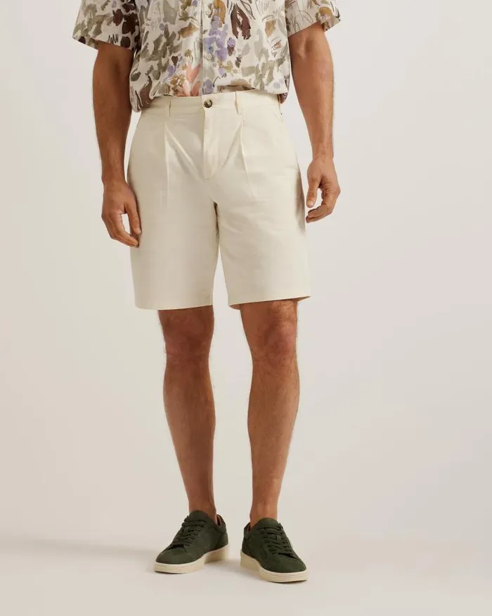 Ted Baker Shorts FULHUM 8211 Pleated Cotton Chino Shorts White 8211 Men Ted Baker Shorts FULHUM 8211 Pleated Cotton Chino Shorts White 8211 Men