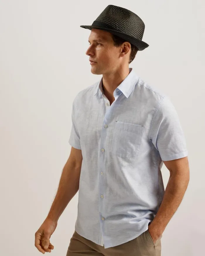 Ted Baker Swimwear and Beachwear PANNS 8211 Straw Trilby Hat With Webbing Trim Black 8211 Men Ted Baker Swimwear and Beachwear PANNS 8211 Straw Trilby Hat With Webbing Trim Black 8211 Men