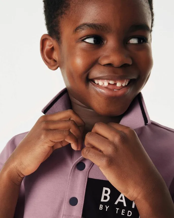 Ted Baker Tops DORU 8211 Branded Panel Cotton Polo Shirt Pink 8211 Kids