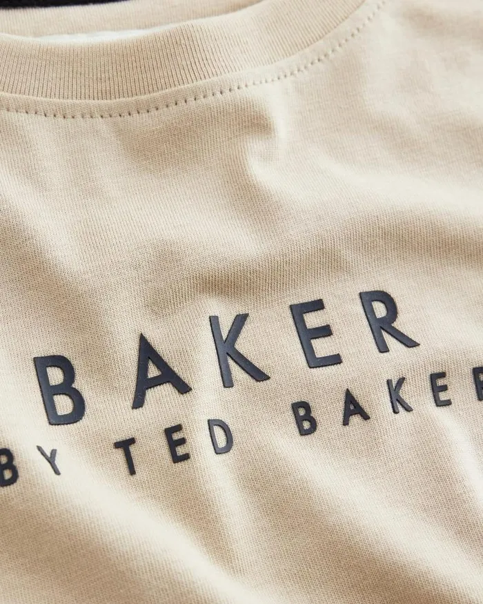 Ted Baker Tops GROZDAN 8211 Branded Long Sleeve TShirt Stone 8211 Kids Ted Baker Tops GROZDAN 8211 Branded Long Sleeve TShirt Stone 8211 Kids