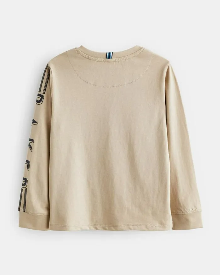 Ted Baker Tops GROZDAN 8211 Branded Long Sleeve TShirt Stone 8211 Kids Ted Baker Tops GROZDAN 8211 Branded Long Sleeve TShirt Stone 8211 Kids