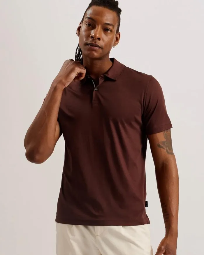 Ted Baker Tops ZEITER 8211 Short Sleeve Slim Fit Polo Shirt Dark Brown 8211 Men Ted Baker Tops ZEITER 8211 Short Sleeve Slim Fit Polo Shirt Dark Brown 8211 Men