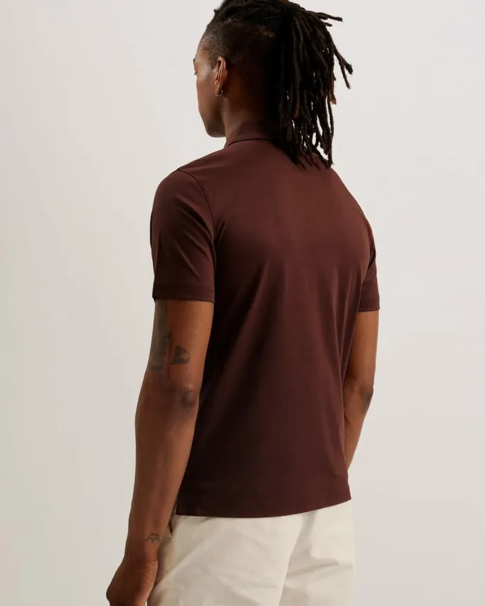 Ted Baker Tops ZEITER 8211 Short Sleeve Slim Fit Polo Shirt Dark Brown 8211 Men Ted Baker Tops ZEITER 8211 Short Sleeve Slim Fit Polo Shirt Dark Brown 8211 Men