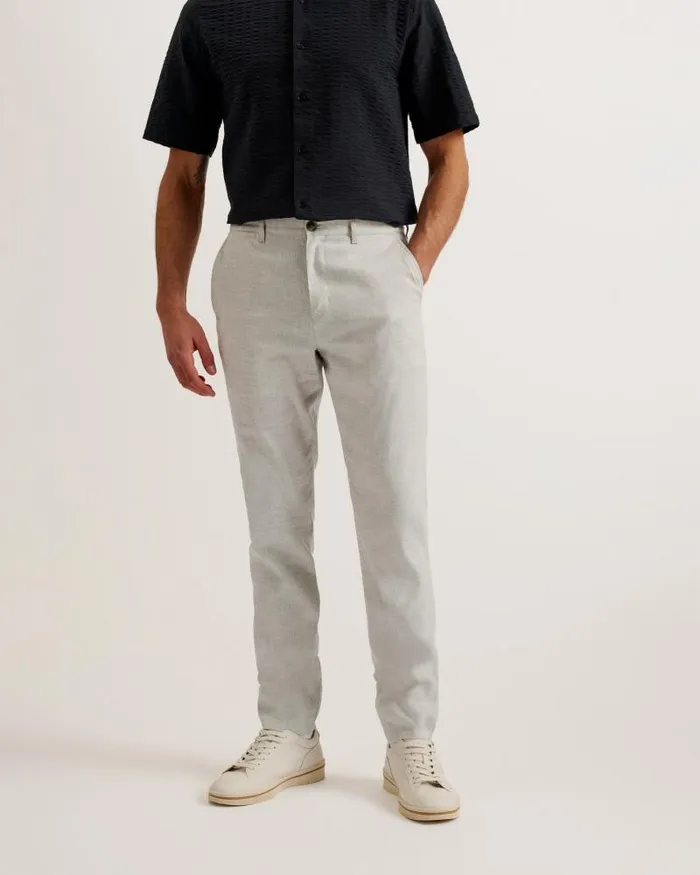 Ted Baker Trousers and Chinos MAJO 8211 Slim Fit Linen Blend Trousers Light Grey 8211 Men