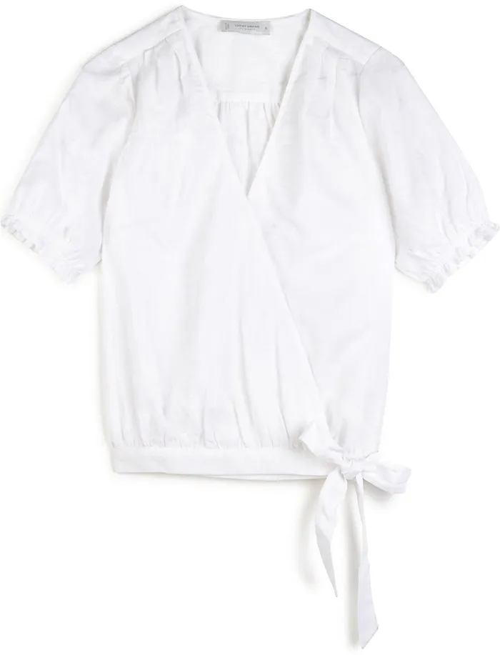 Textured Wrap Top Bright White Women Tops Lucky Brand