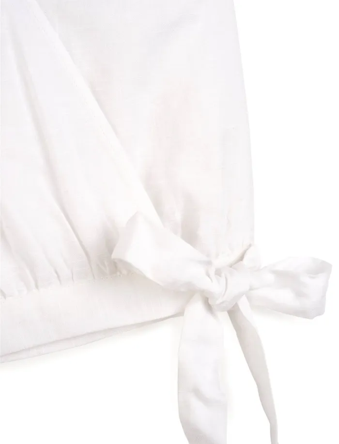 Textured Wrap Top Bright White Women Tops Lucky Brand