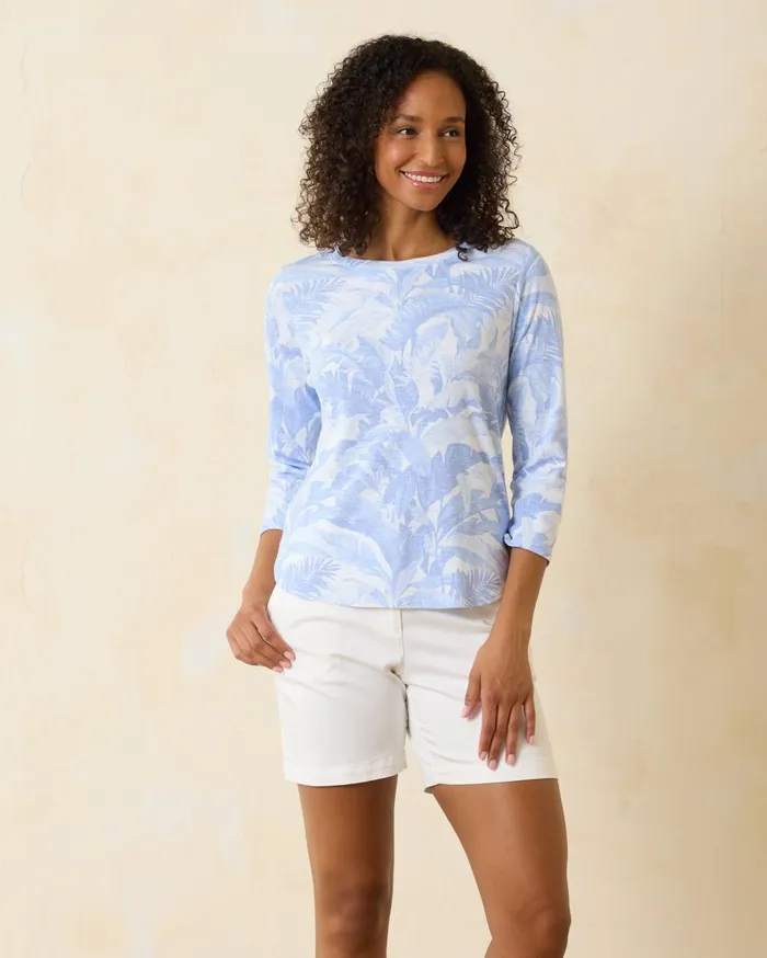 Tommy Bahama Ashby Isles Palma Toile 34Sleeve TShirt Surf Blue Women Tops and Shirts Tommy Bahama Ashby Isles Palma Toile 34Sleeve TShirt Surf Blue Women Tops and Shirts