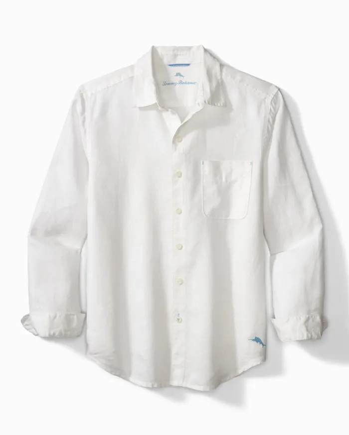 Tommy Bahama Big and Tall Sea Glass Breezer Linen Shirt White Big and Tall Shirts