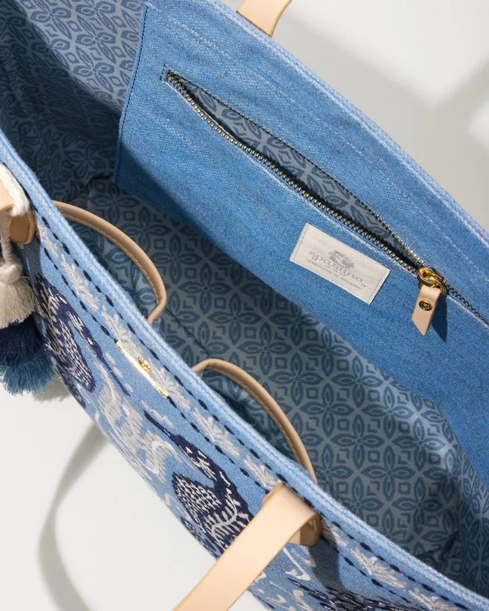 Tommy Bahama Embroidered Fiesta Crab Tote Blue Women Handbags and Clutches Tommy Bahama Embroidered Fiesta Crab Tote Blue Women Handbags and Clutches