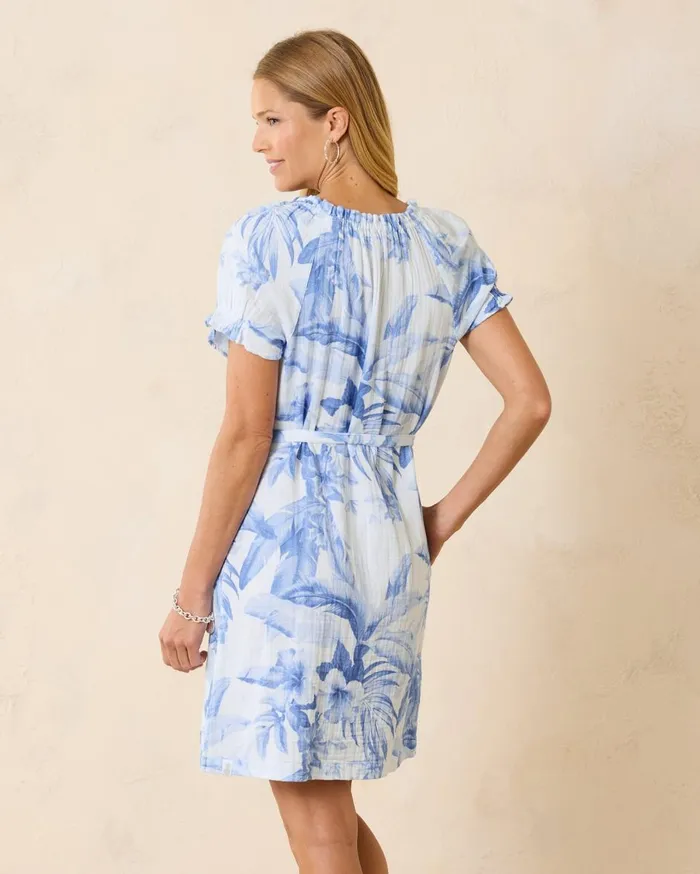Tommy Bahama Garden Of Hope and Courage Silk Shift Dress Vintage White Women Dresses
