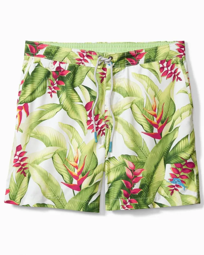 Tommy Bahama Garden Shore IslandZone Rash Guard Madras Blue Men Swim and Boardshorts