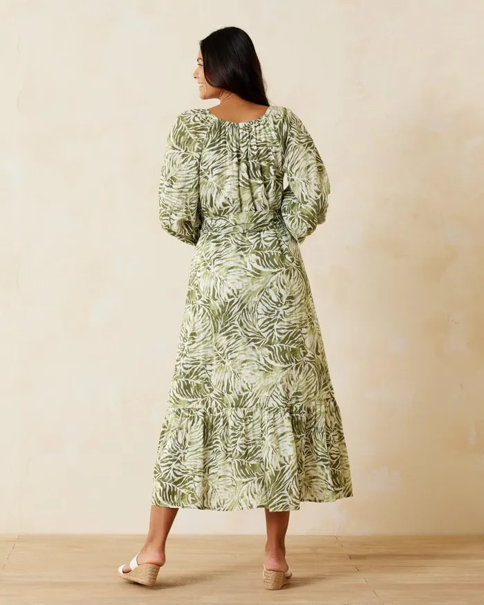 Tommy Bahama Monstera Mirage Maxi Dress Tea Leaf Women Dresses