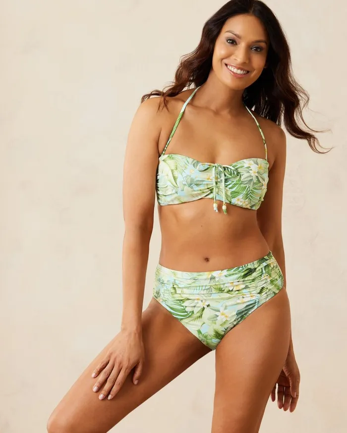 Tommy Bahama Paradise Fronds Bandeau Bikini Top Light Swimming Pool Women Bikini Tops