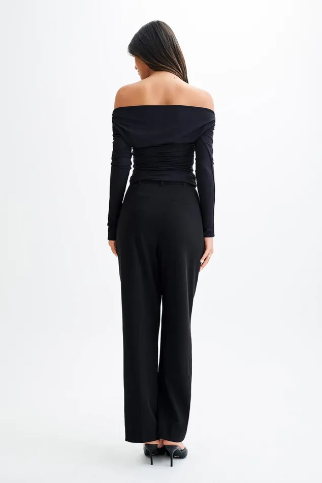 Tops Women Meshki Alayna Long Sleeve Recycled Nylon Ruched Top 8211 Black