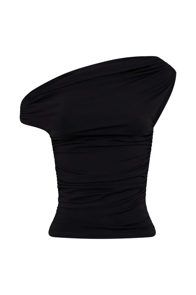 Tops Women Meshki Alayna Slinky Ruched Top 8211 Black