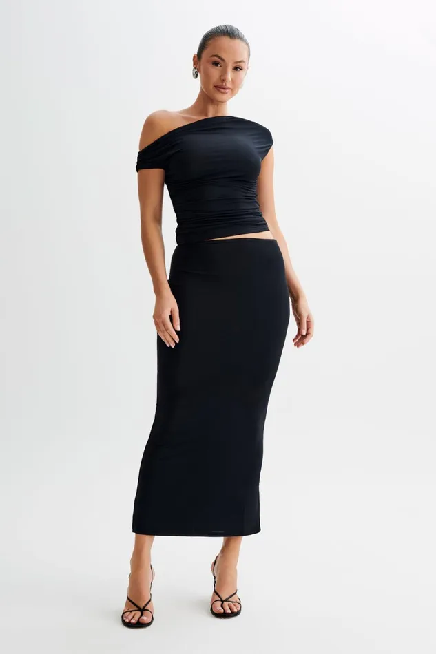Tops Women Meshki Alayna Slinky Ruched Top 8211 Black