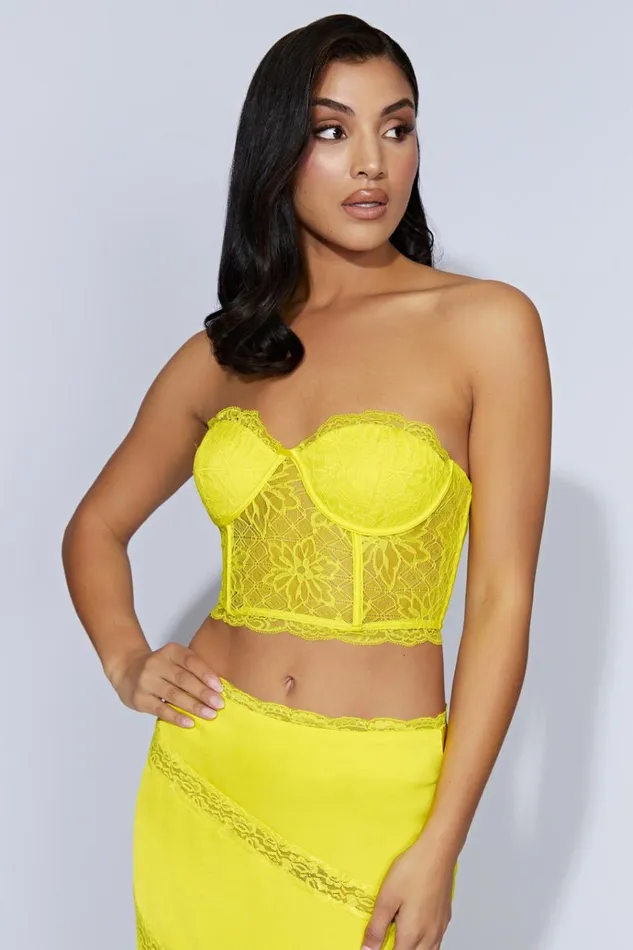Tops Women Meshki Alessandra Lace Corset 8211 Fresh Green