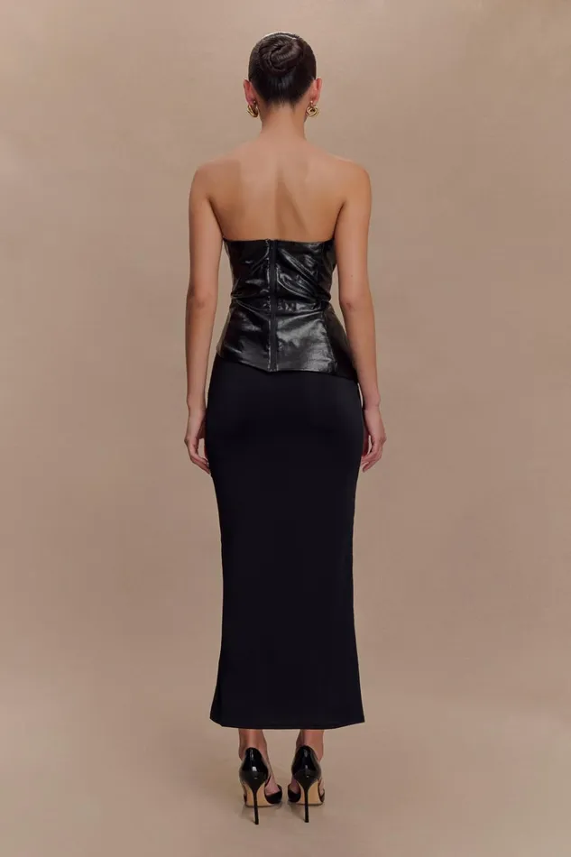 Tops Women Meshki Allana Faux Leather Strapless Top 8211 Black