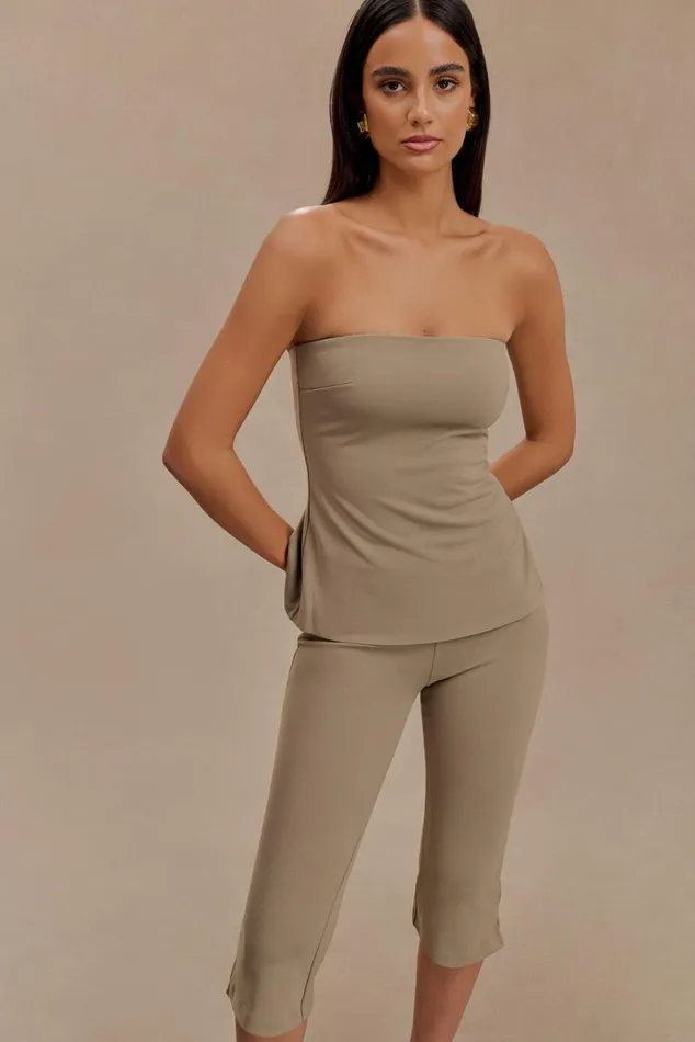 Tops Women Meshki Antonia Strapless Cut Out Top 8211 Mushroom