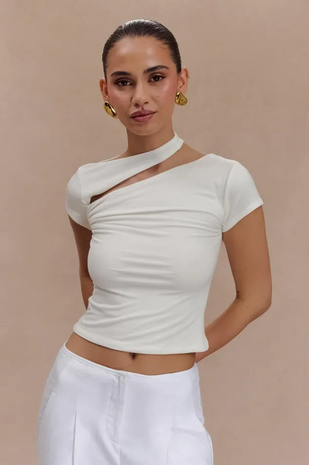 Tops Women Meshki Aurelie Cut Out Short Sleeve Top 8211 Ivory