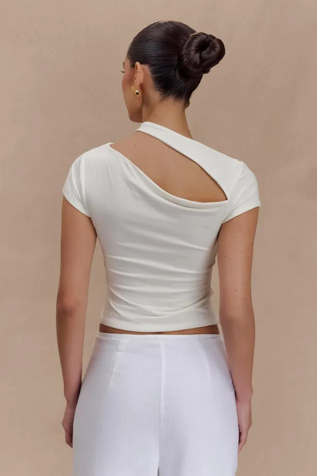 Tops Women Meshki Aurelie Cut Out Short Sleeve Top 8211 Ivory
