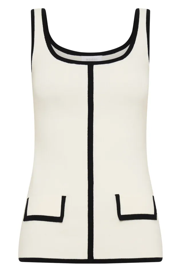 Tops Women Meshki Becky Contrast Knit Top 8211 Ivory and Black