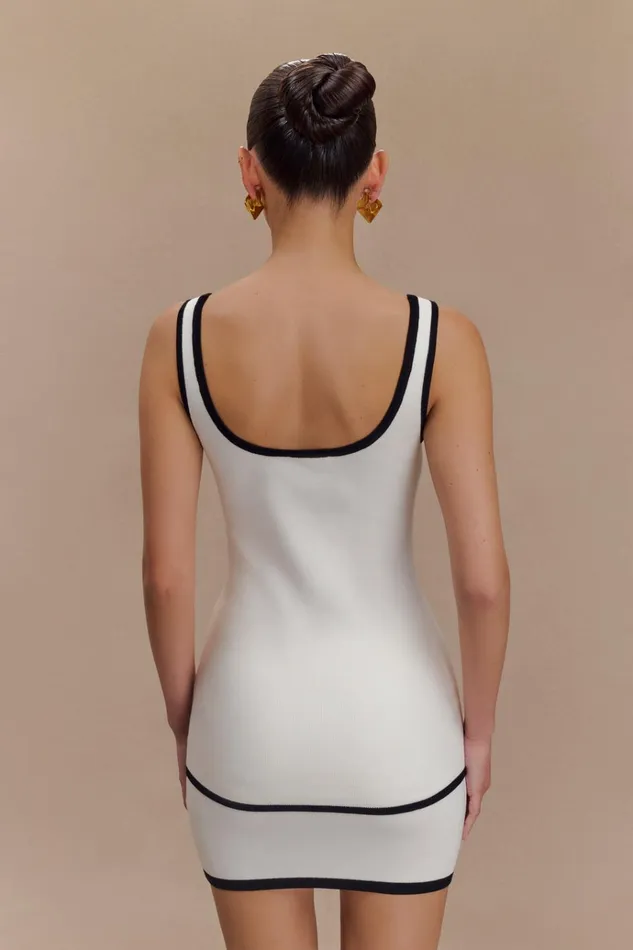 Tops Women Meshki Becky Contrast Knit Top 8211 Ivory and Black