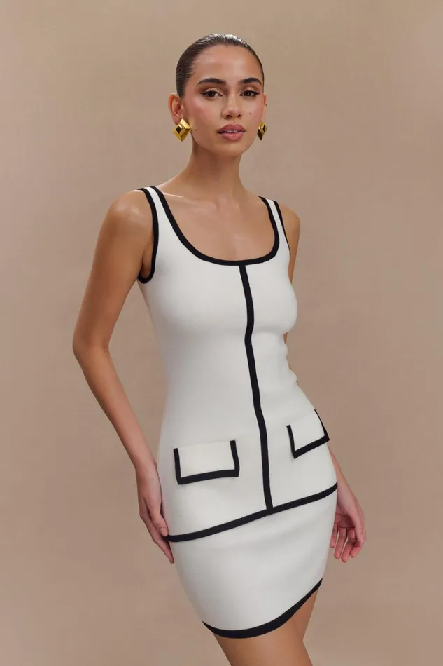 Tops Women Meshki Becky Contrast Knit Top 8211 Ivory and Black