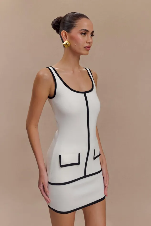 Tops Women Meshki Becky Contrast Knit Top 8211 Ivory and Black
