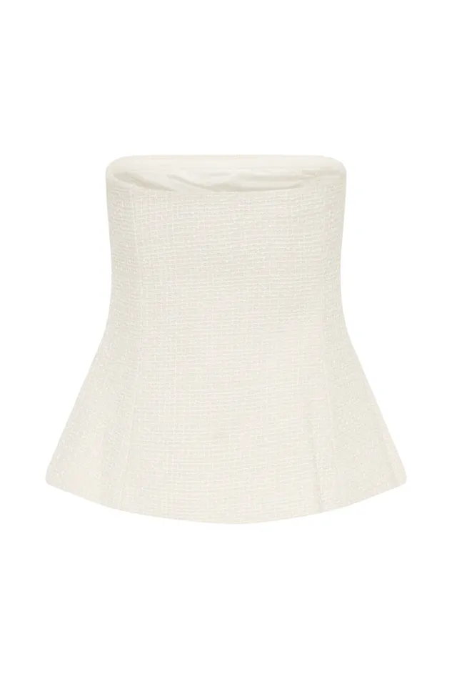 Tops Women Meshki Cyrus Strapless Boucle Top 8211 Ivory