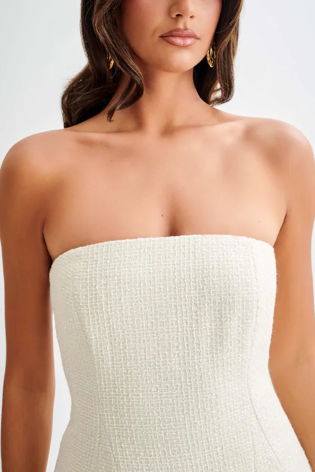 Tops Women Meshki Cyrus Strapless Boucle Top 8211 Ivory