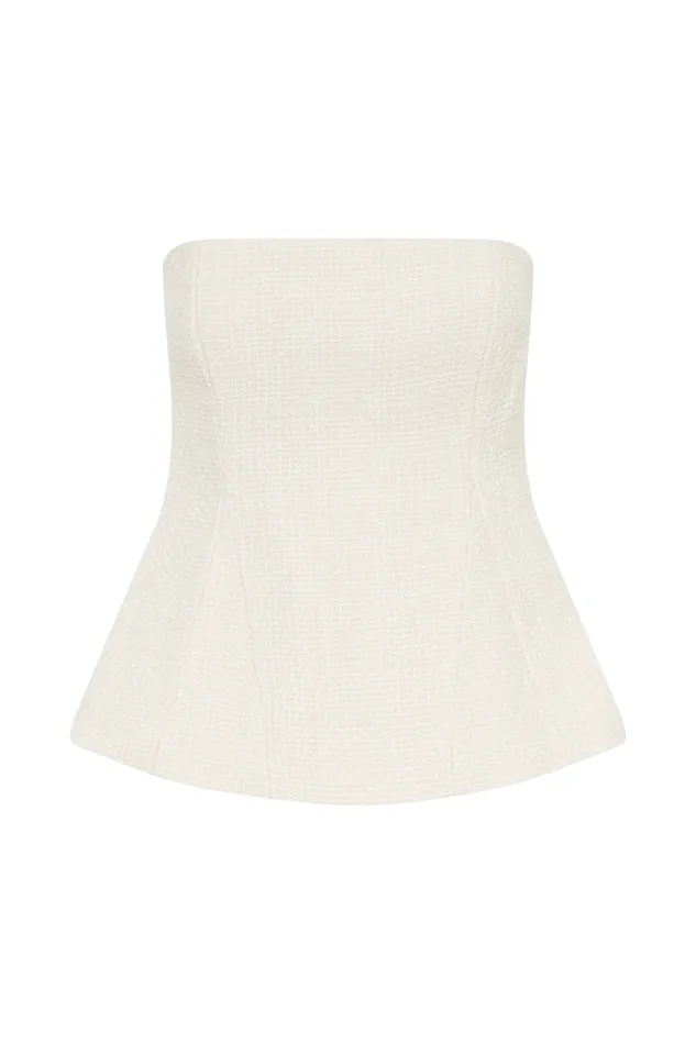 Tops Women Meshki Cyrus Strapless Boucle Top 8211 Ivory