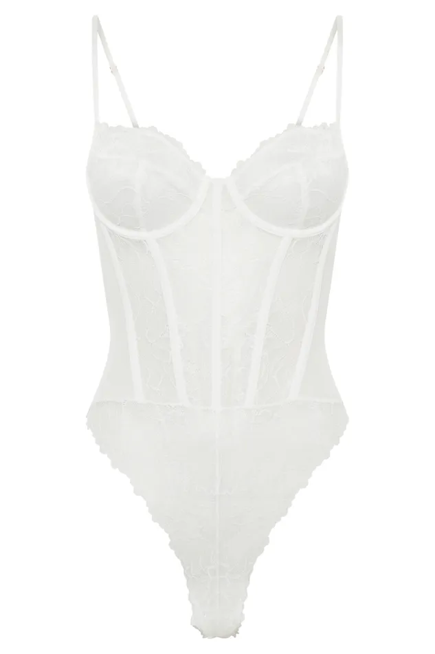 Tops Women Meshki Daisy Lace Mesh Bodysuit 8211 White