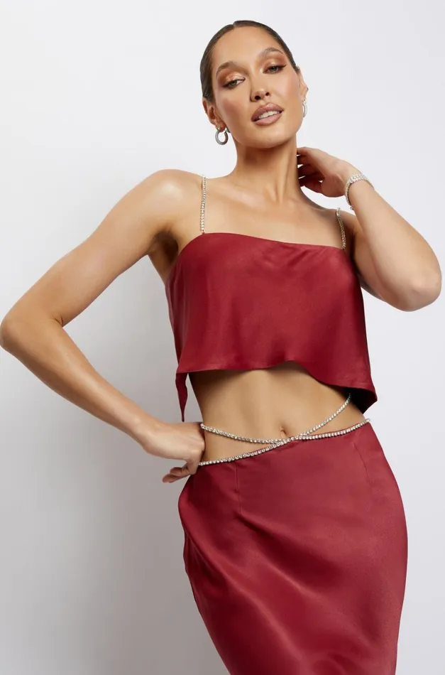 Tops Women Meshki Dayana Straight Cut Crop Top 8211 Wine Tops Women Meshki Dayana Straight Cut Crop Top 8211 Wine