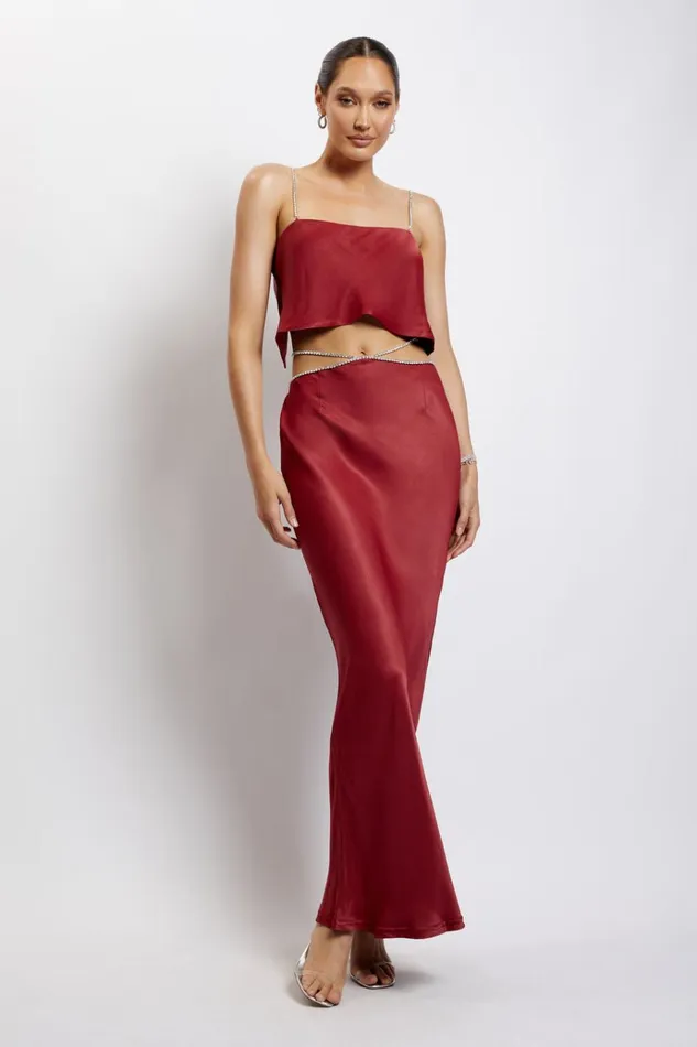 Tops Women Meshki Dayana Straight Cut Crop Top 8211 Wine Tops Women Meshki Dayana Straight Cut Crop Top 8211 Wine