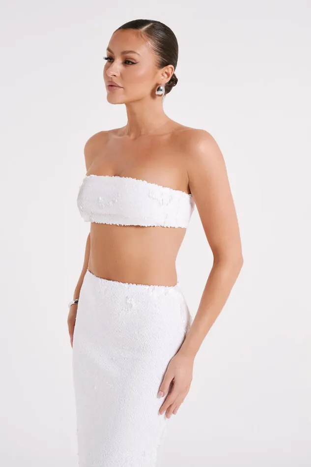 Tops Women Meshki Emerie Strapless Sequin Bandeau 8211 White