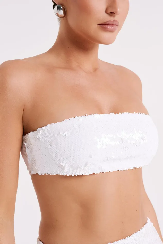 Tops Women Meshki Emerie Strapless Sequin Bandeau 8211 White
