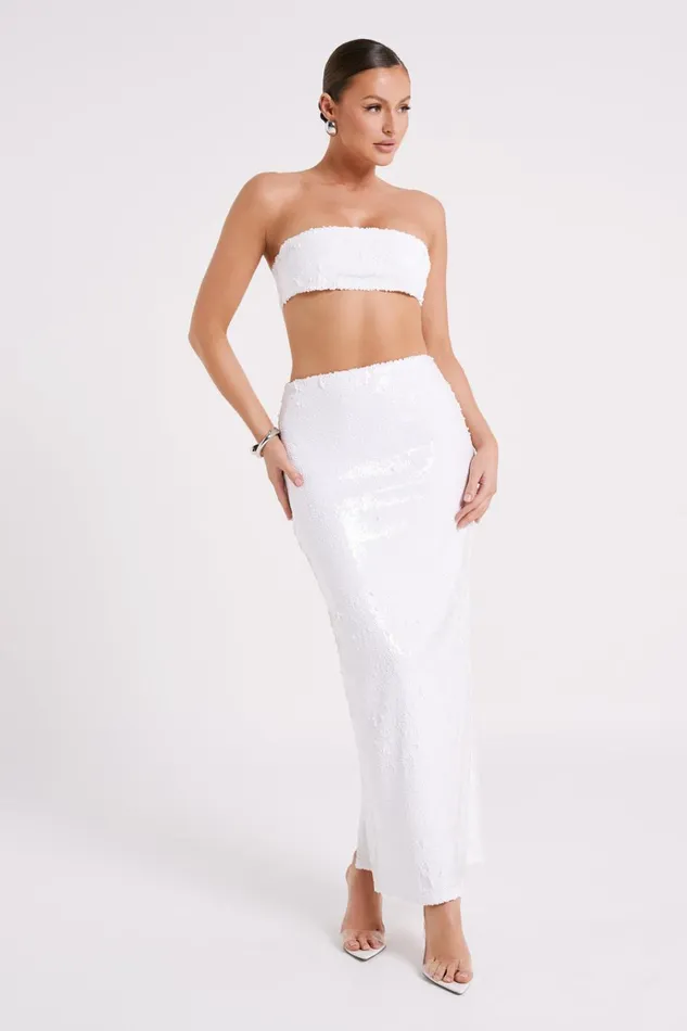 Tops Women Meshki Emerie Strapless Sequin Bandeau 8211 White